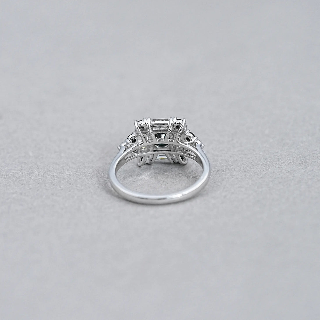 Black Round Cut Halo Baguette Diamond Ring Rings