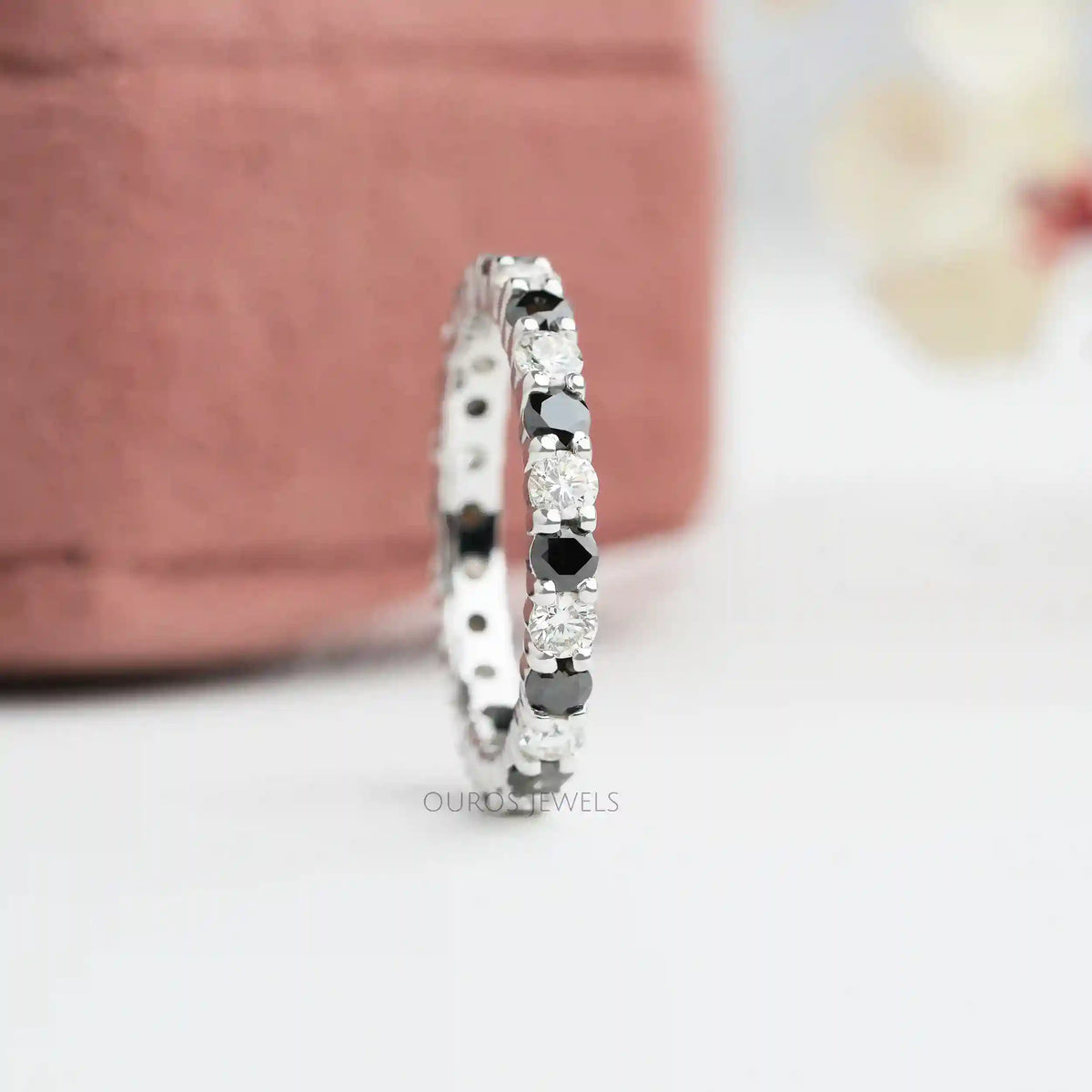 Multi Color Round Lab Diamond Wedding Bands Black EF_VS Ring