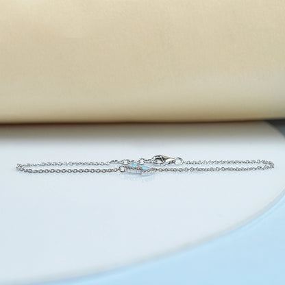 Enamel Blue Baby Foot Print Round Diamond Anklet