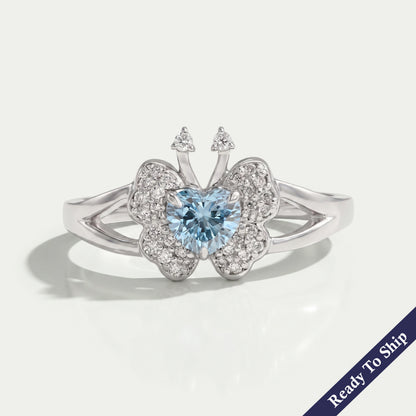 Heart Cut Butterfly Shape Cluster Diamond Ring