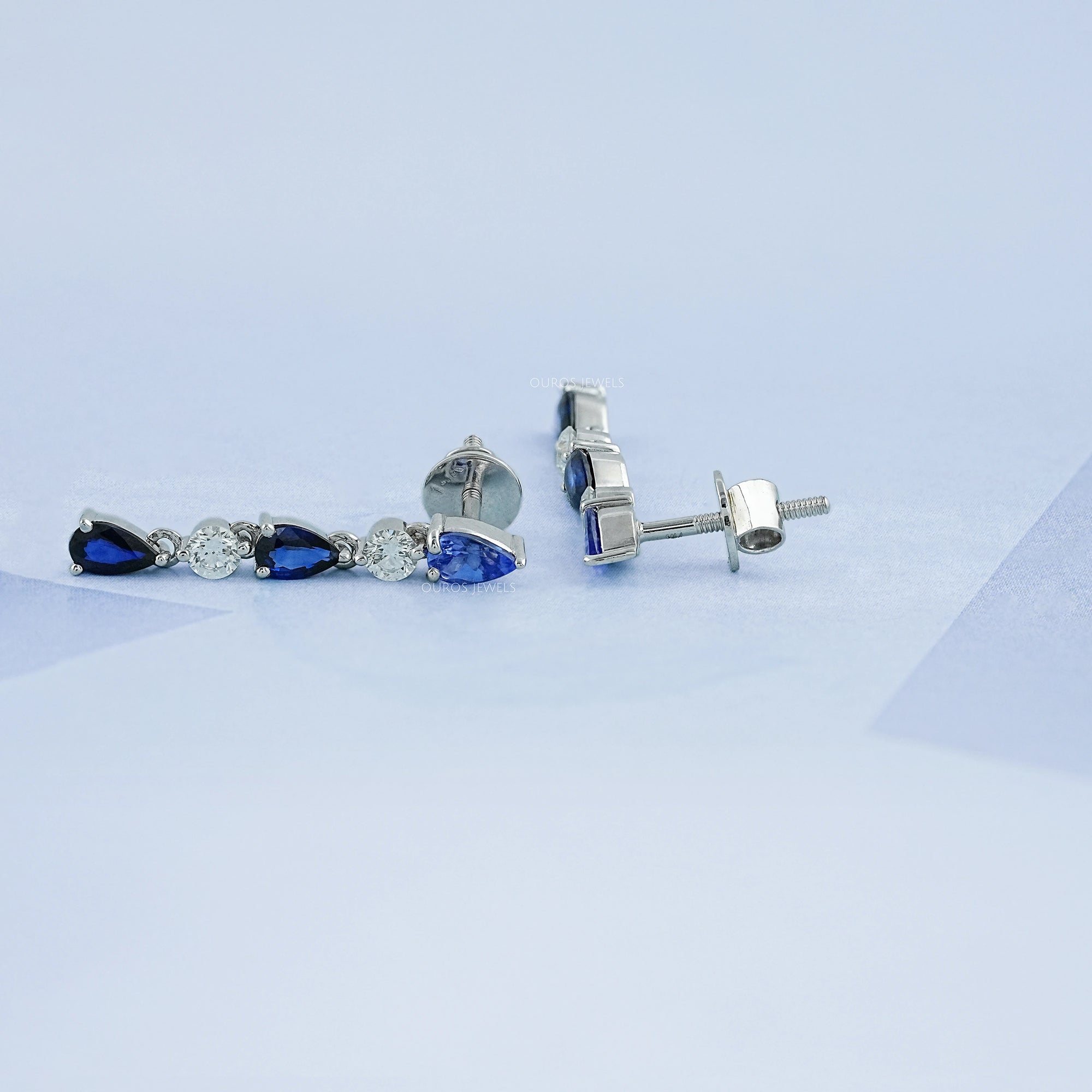 Blue Pear Cut Gemstone Drop Dangle Earrings Earring