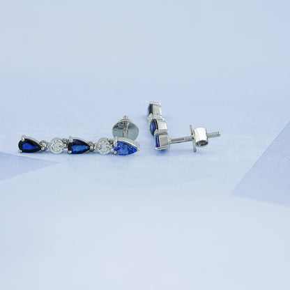 Blue Pear Cut Gemstone Drop Dangle Earrings Earring