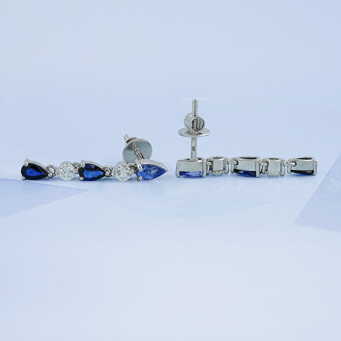 Blue Pear Cut Gemstone Drop Dangle Earrings Earring