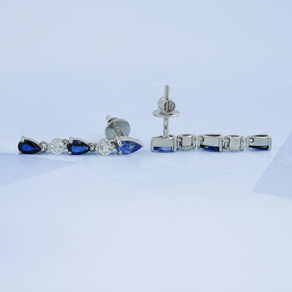 Blue Pear Cut Gemstone Drop Dangle Earrings Earring