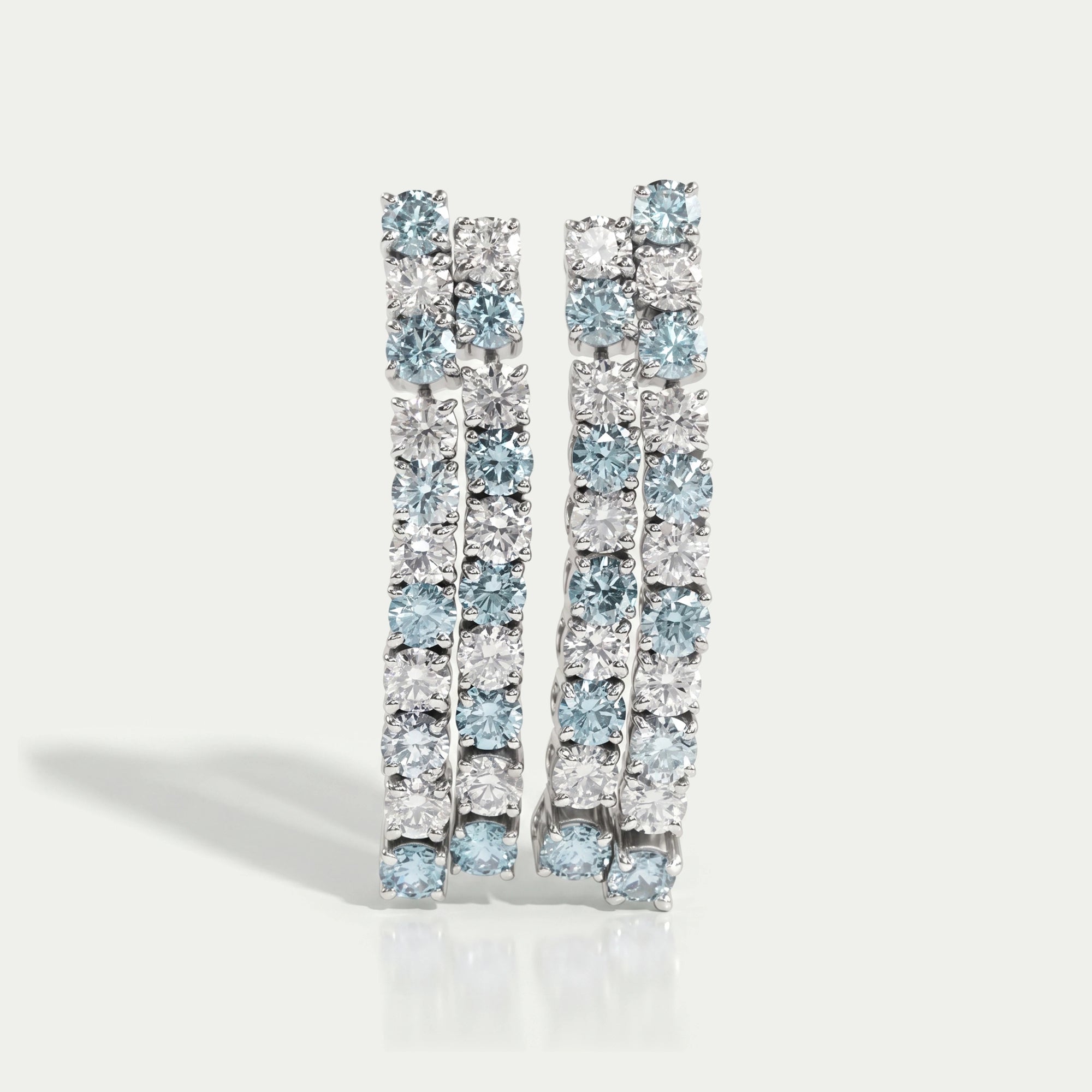 Blue Round Cut Lab Diamond Double Row Earrings Earring