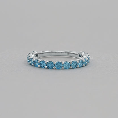 Pink Round Cut Lab Grown Diamond Half Eternity Wedding Ring