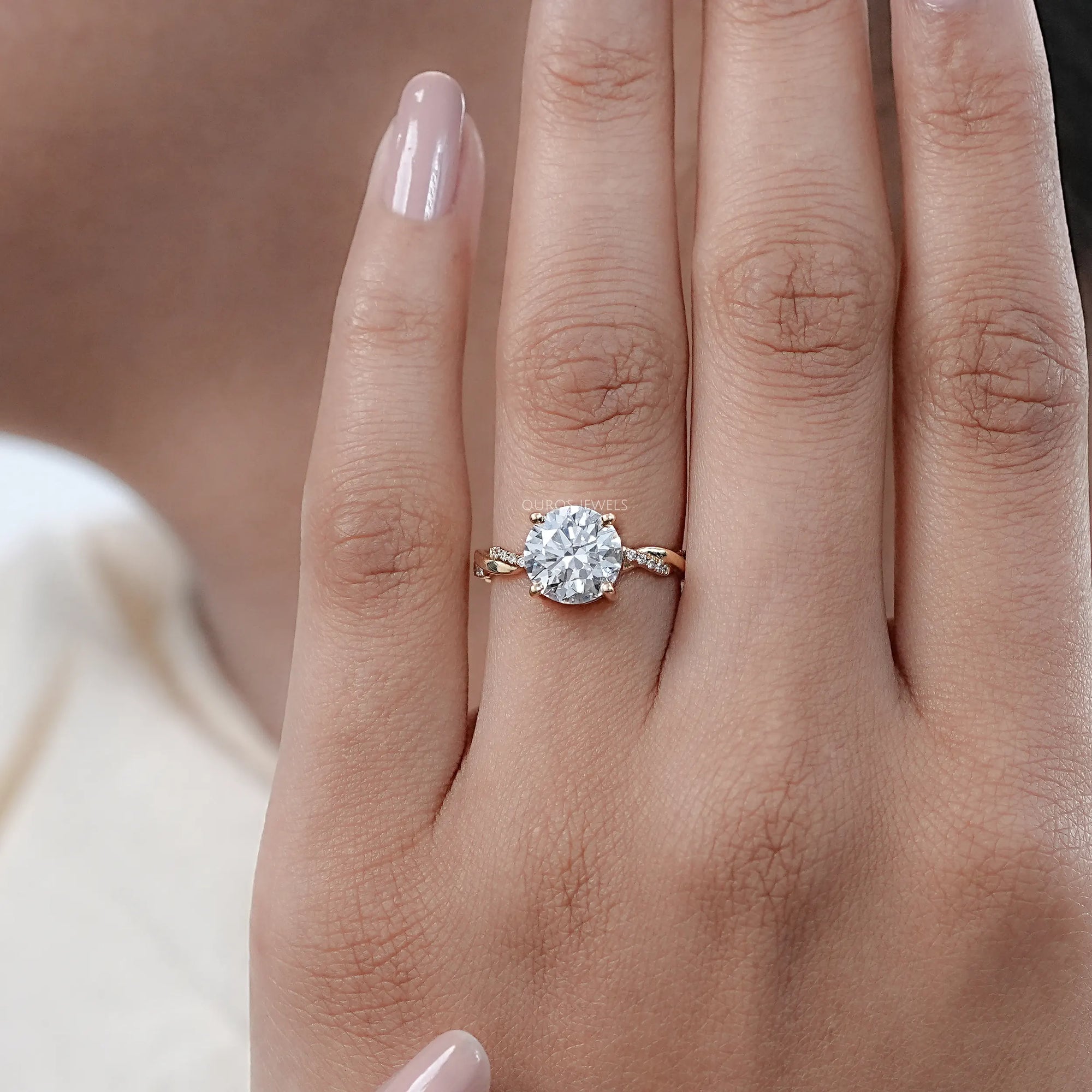Twisted Round Cut Lab Created Diamond Anniversary Ring Rings