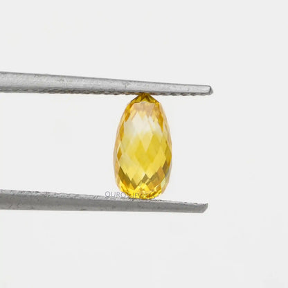 Yellow Briolette Cut Lab Grown Diamond