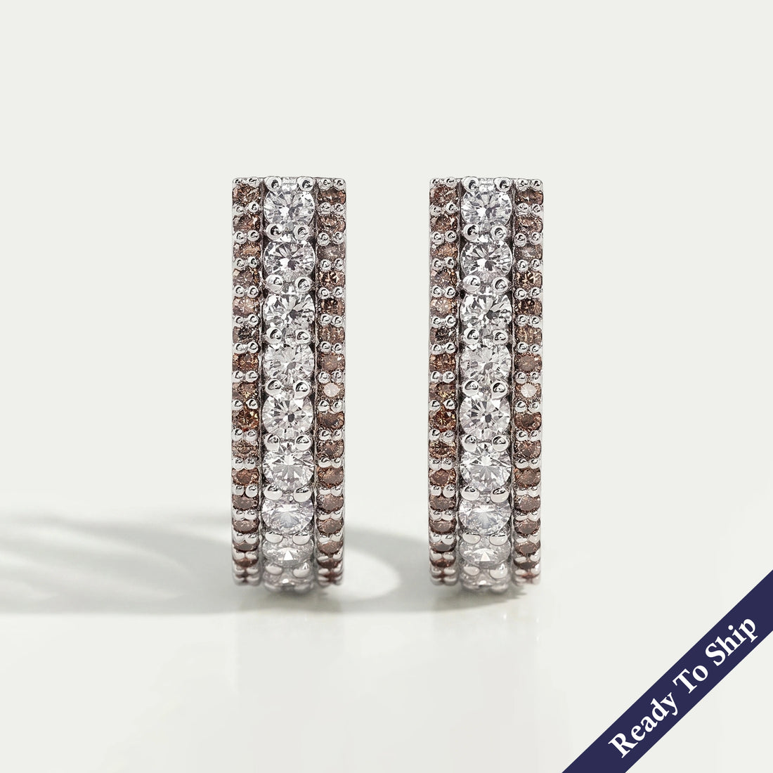 Brown Round Lab Diamond Bar Earrings Earrings