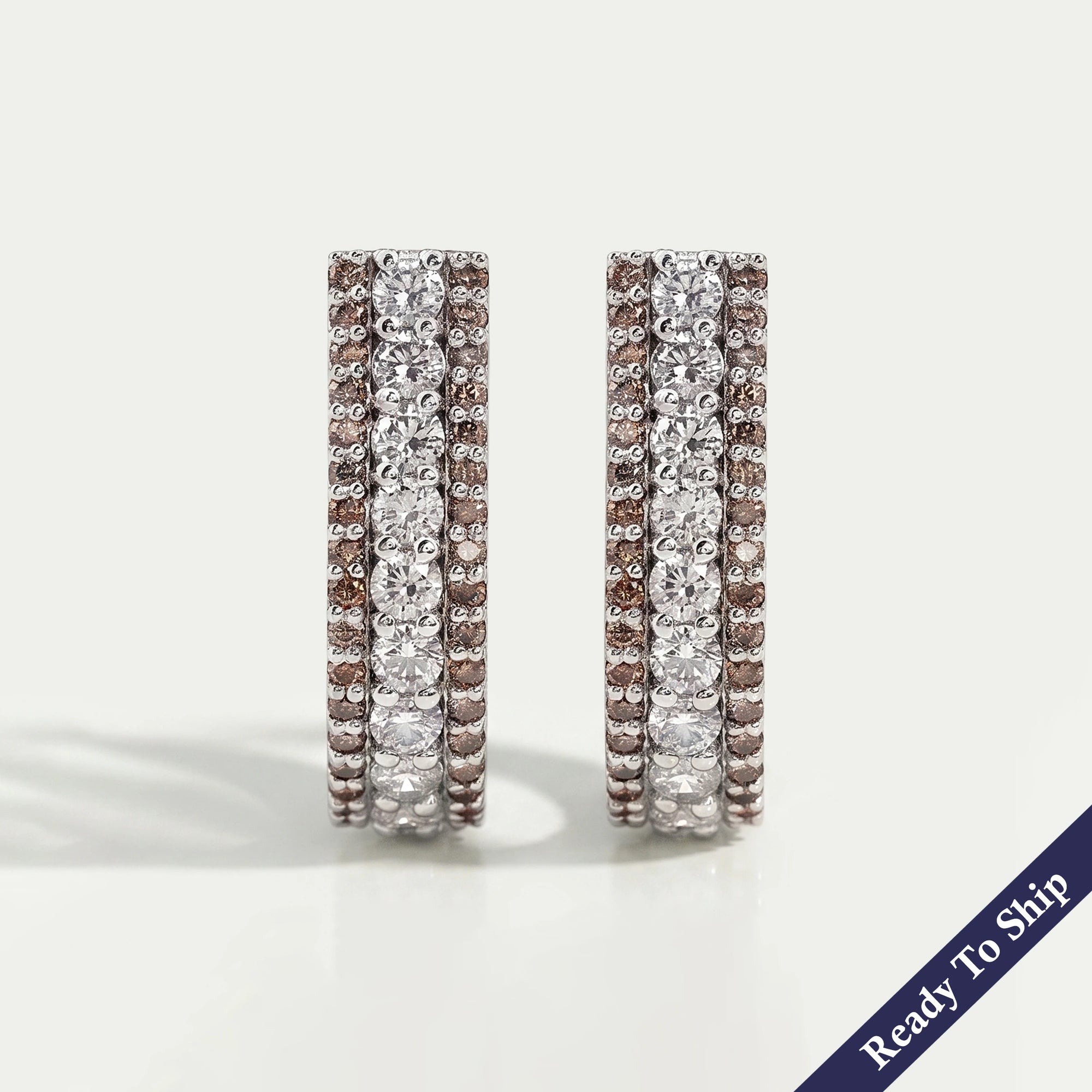 Brown Round Lab Diamond Bar Earrings Earrings