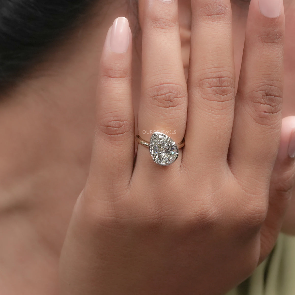 Pear Lab Diamond Button Back Ring Rings