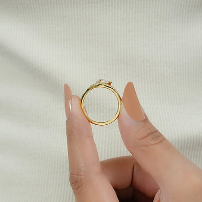 Old Mine Pear Lab Diamond Split Shank Bypass Ring