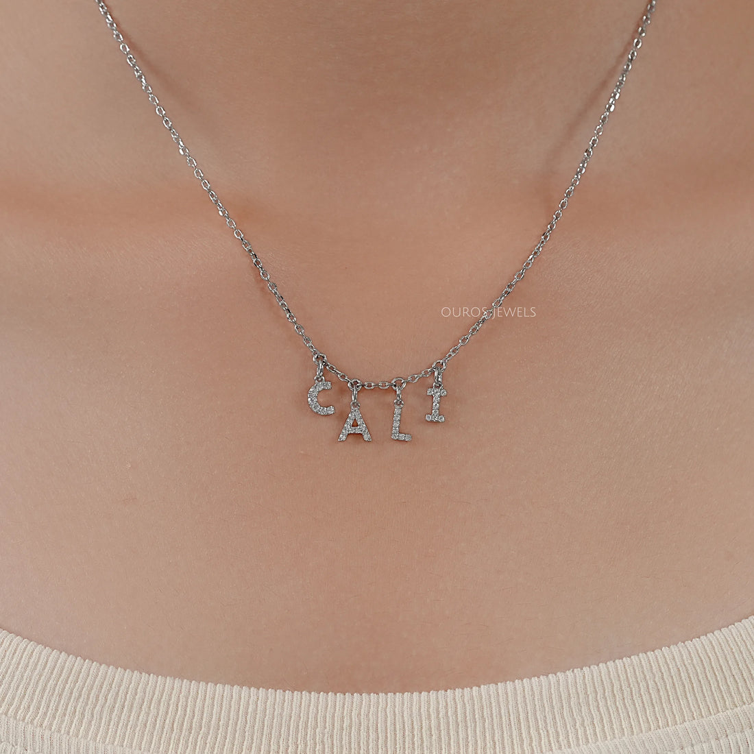 CALI Letter Round Diamond Customize Pendant Necklaces