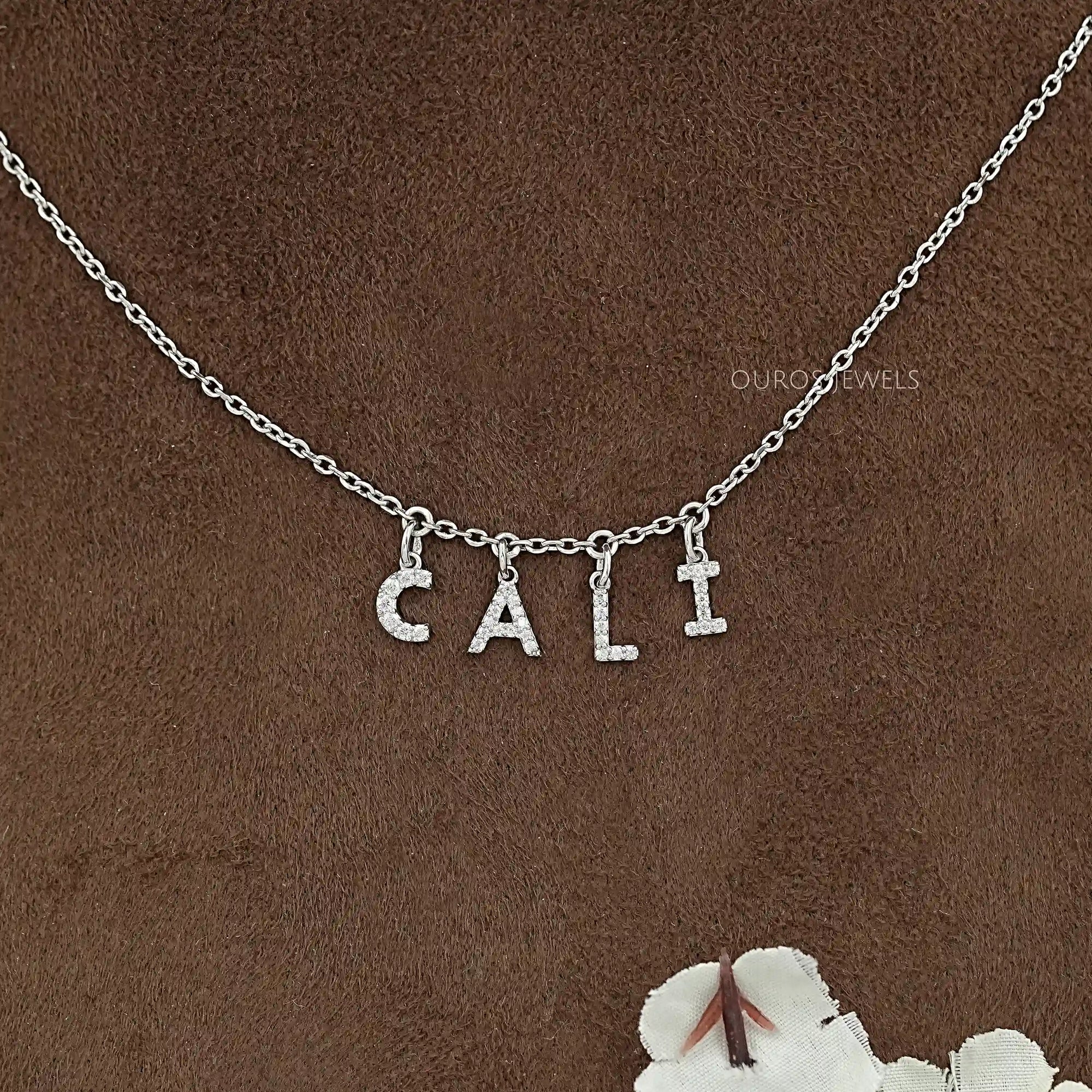 CALI Letter Round Diamond Customize Pendant Necklaces