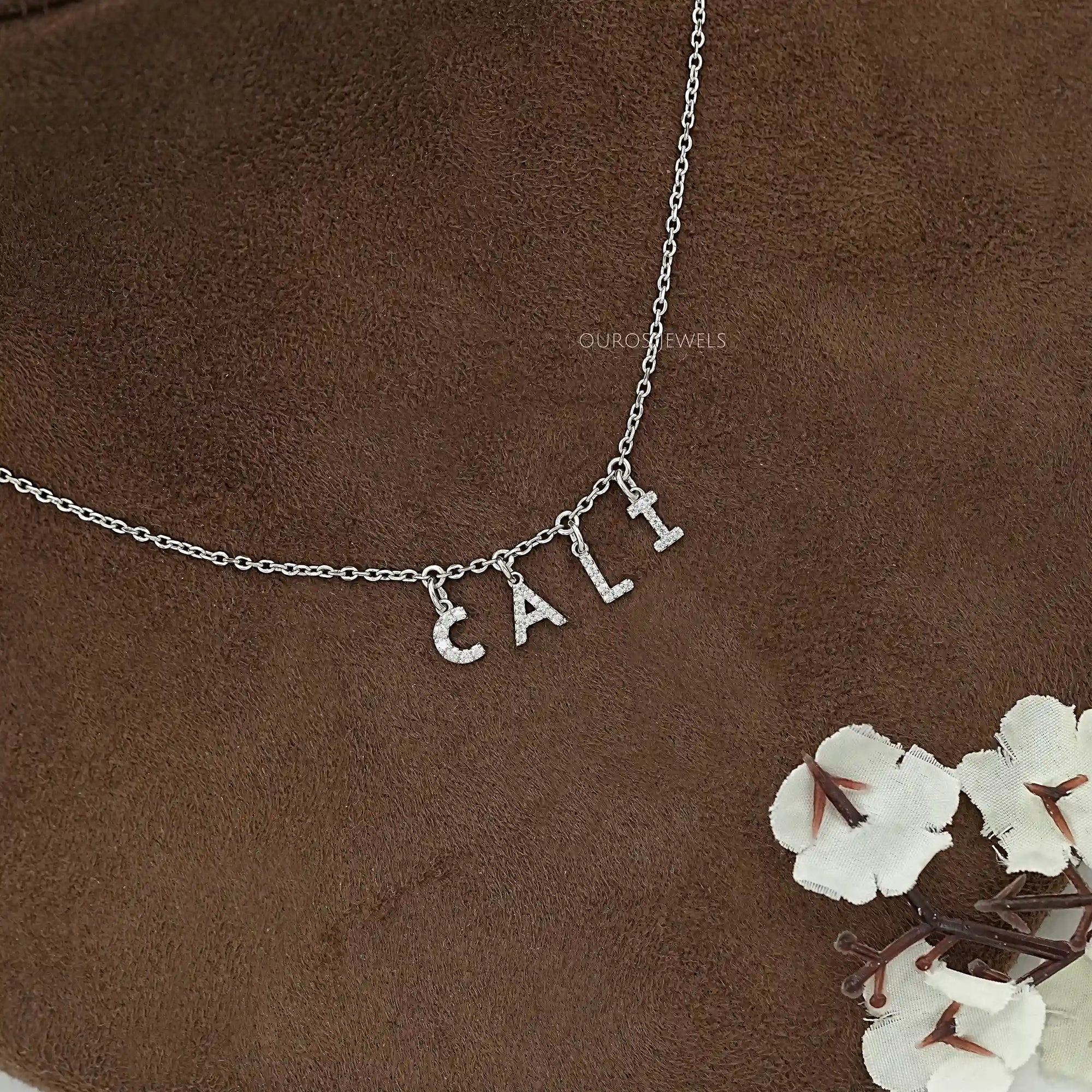 CALI Letter Round Diamond Customize Pendant Necklaces