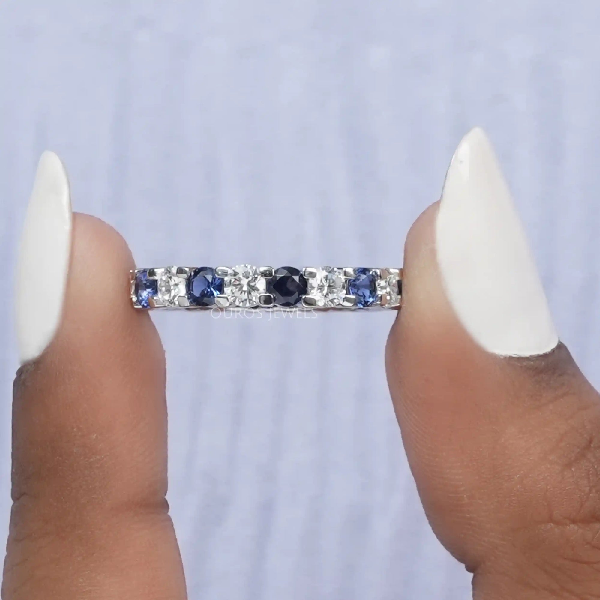 Cushion And Round Cut Diamond Eternity Band Rings