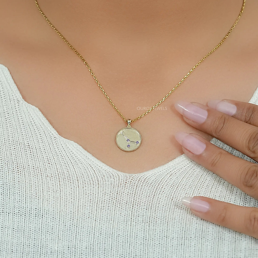 Cancer Zodiac Alexandrite Gemstone Pendant Necklaces