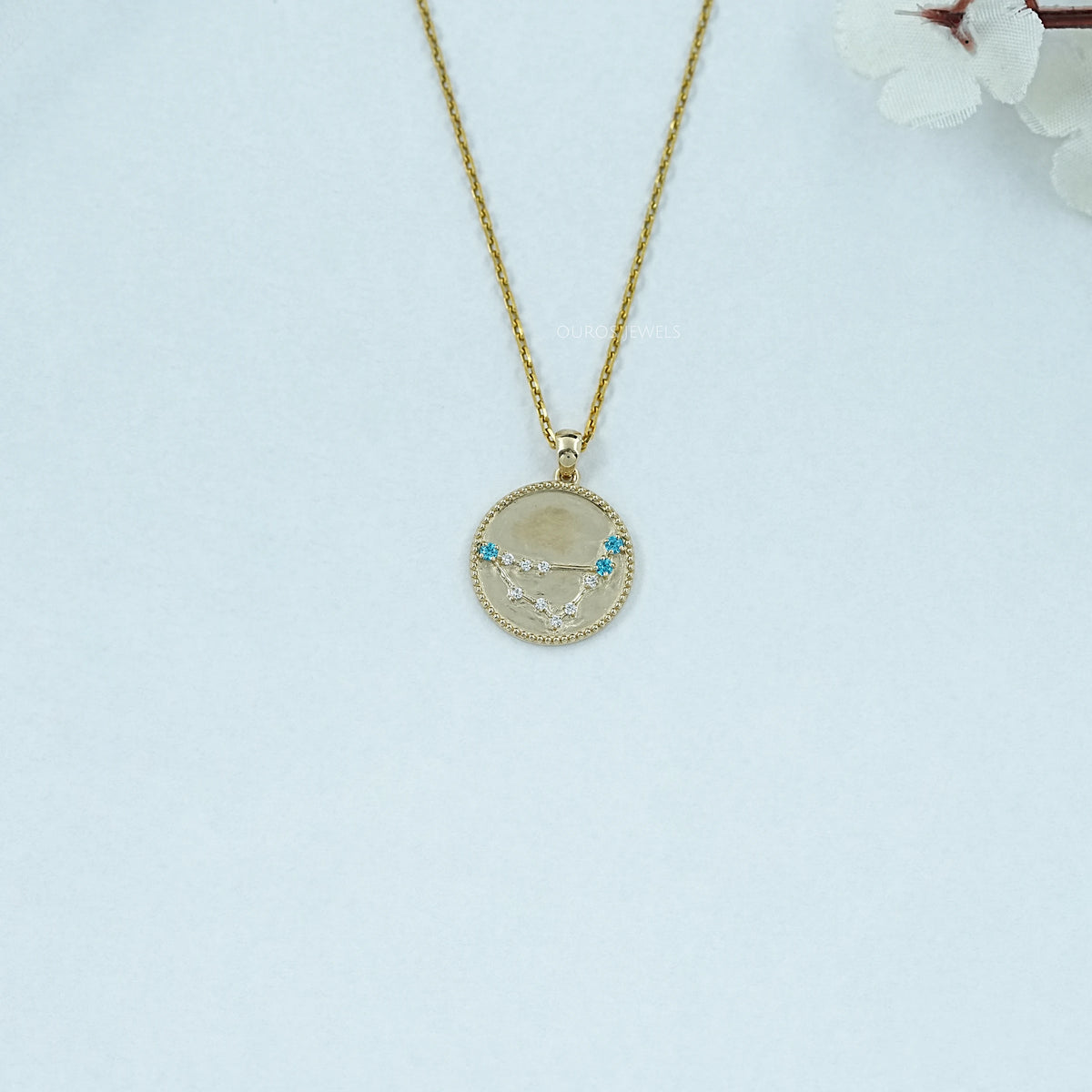 Capricorn Zodiac Sky Blue Gemstone Pendant