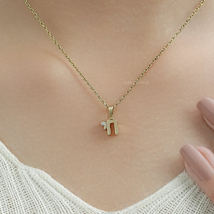 Round Diamond Chai Charm Pendant Necklaces