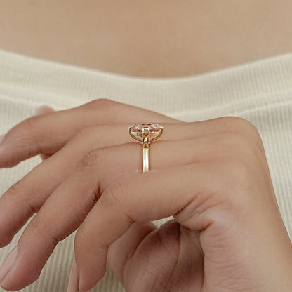 Champagne Old Mine Oval Cut Solitaire Ring Ring