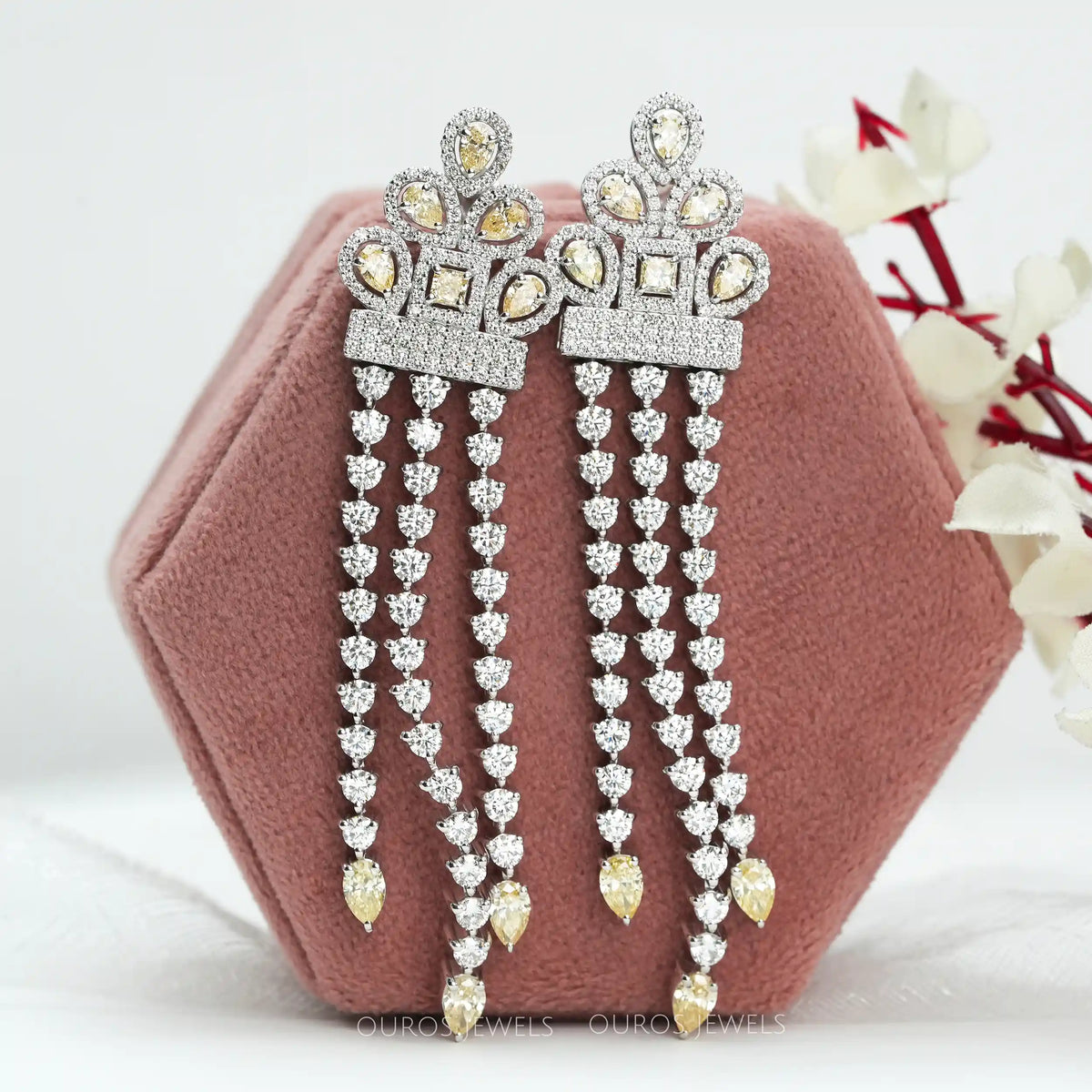 Multi Shape Lab Grown Diamond Chandelier Earrings