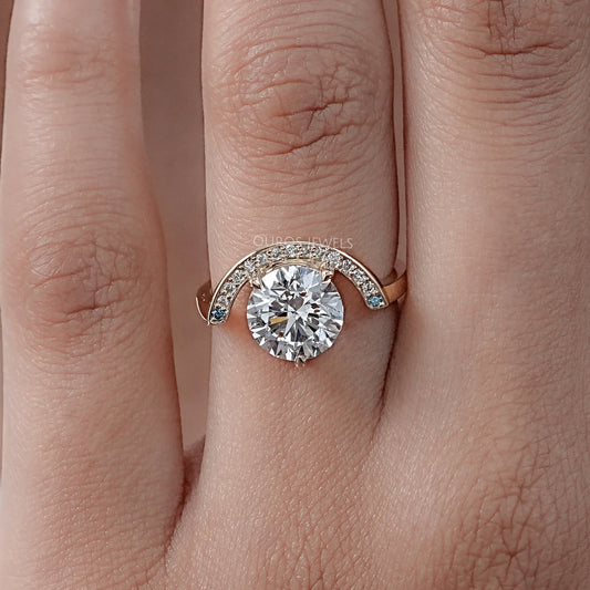 Half Halo Round Lab Diamond Engagement Ring Earring