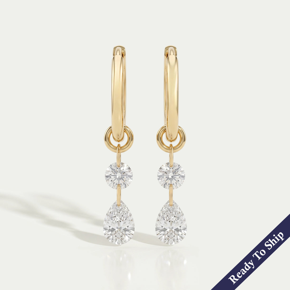 Pear And Round Cut Charm Dangle Hoop Earrings Earring