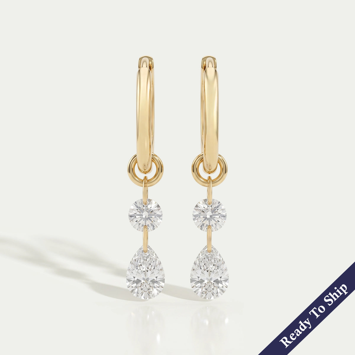 Pear And Round Cut Charm Dangle Hoop Earrings Earring