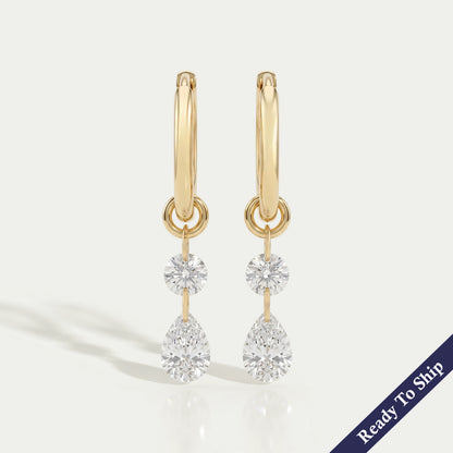 Pear And Round Cut Charm Dangle Hoop Earrings Earring