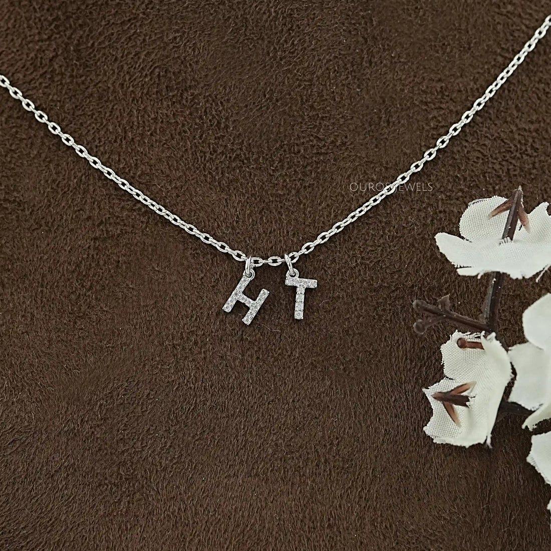 Charms Letter Round Diamond Pendant Necklaces