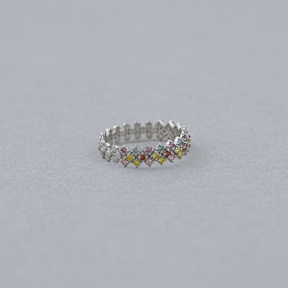 Fancy Color Round Cut Half Wedding Band