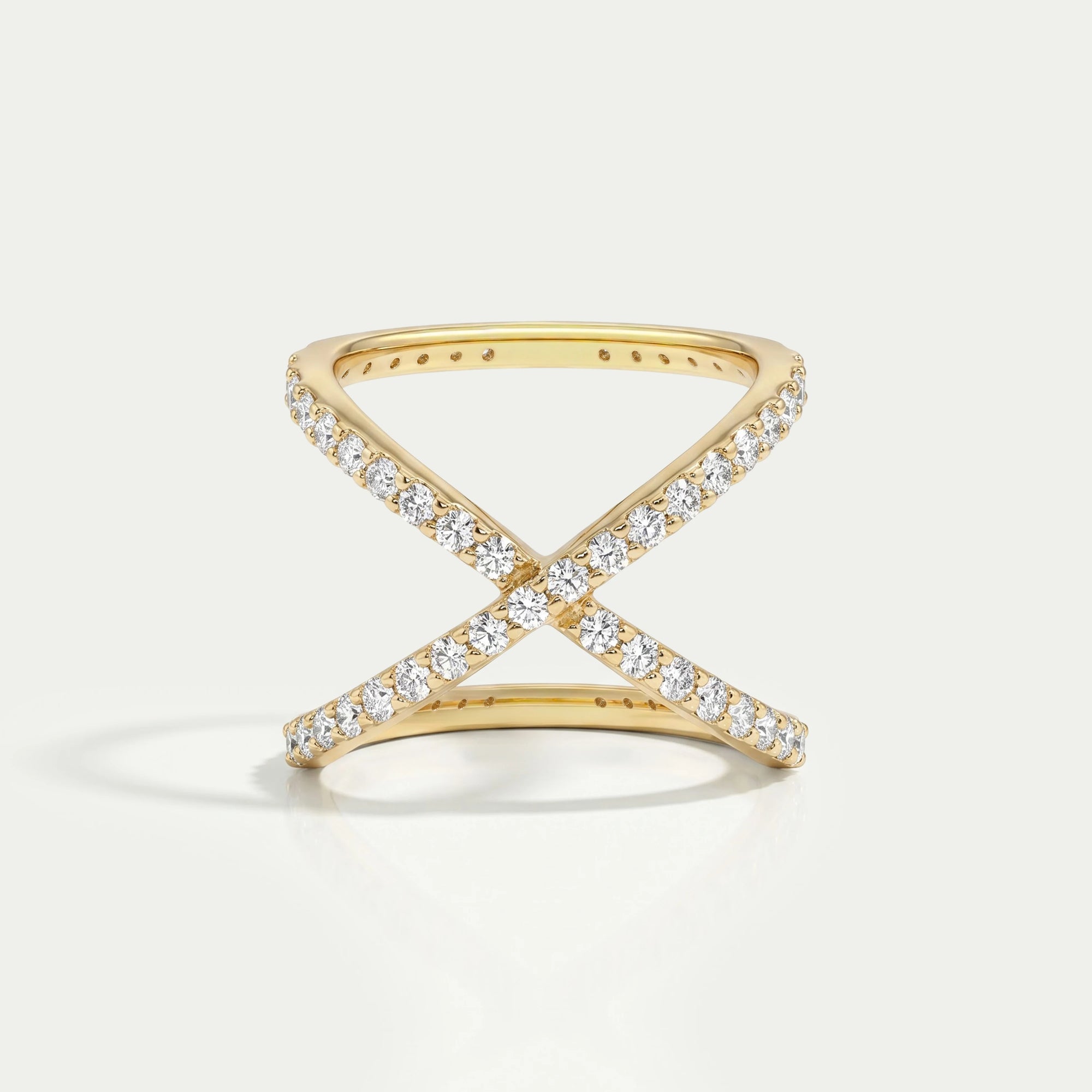 Round Cut Diamond Ring With Criss Cross Cut