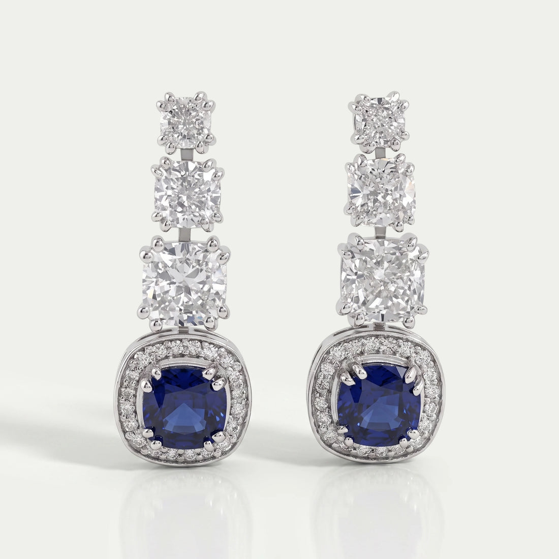 Cushion Cut Gemstone And Diamond Drop Dangle Earrings Earrings