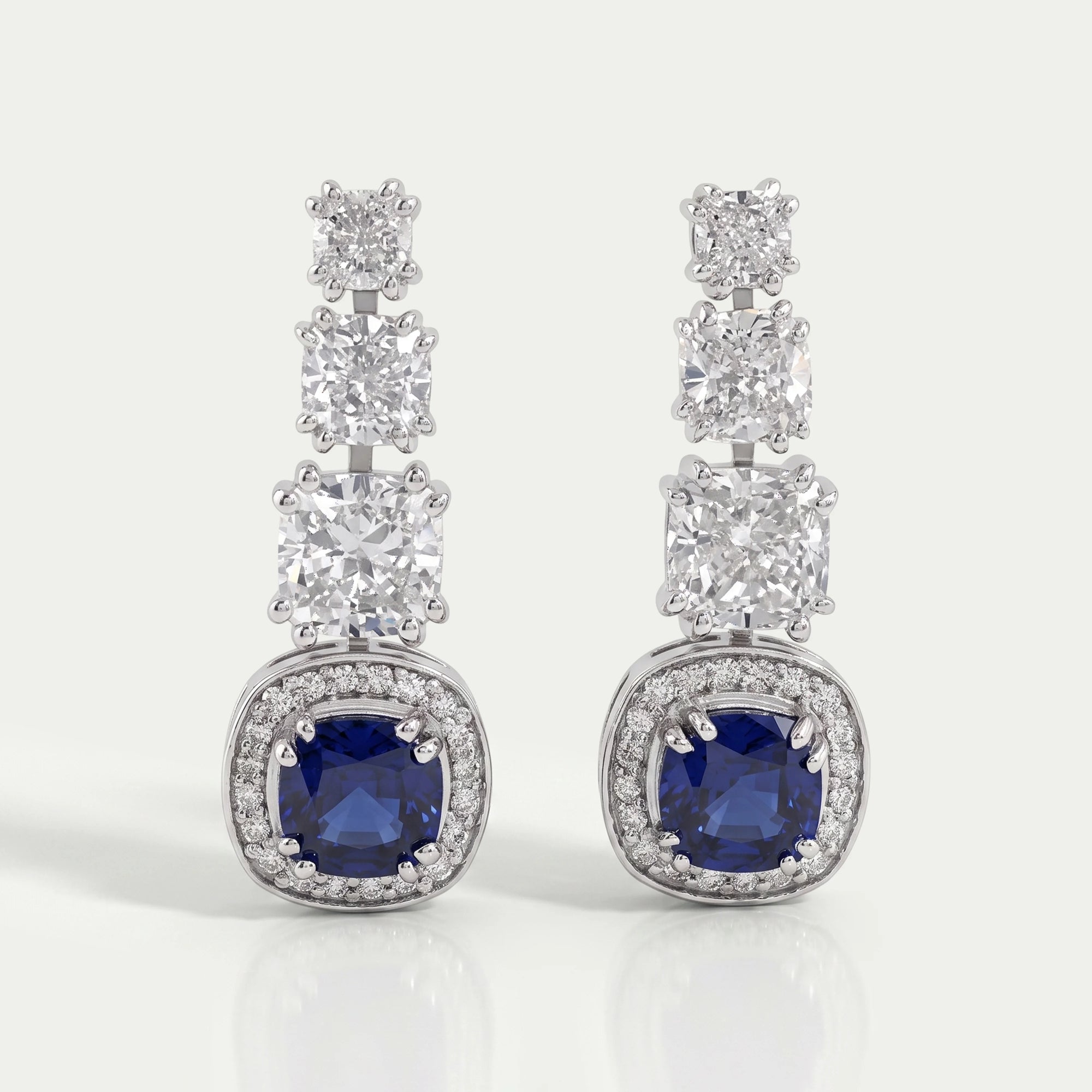 Cushion Cut Gemstone And Diamond Drop Dangle Earrings Earrings