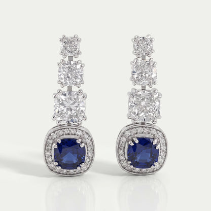 Cushion Cut Gemstone And Diamond Drop Dangle Earrings Earrings