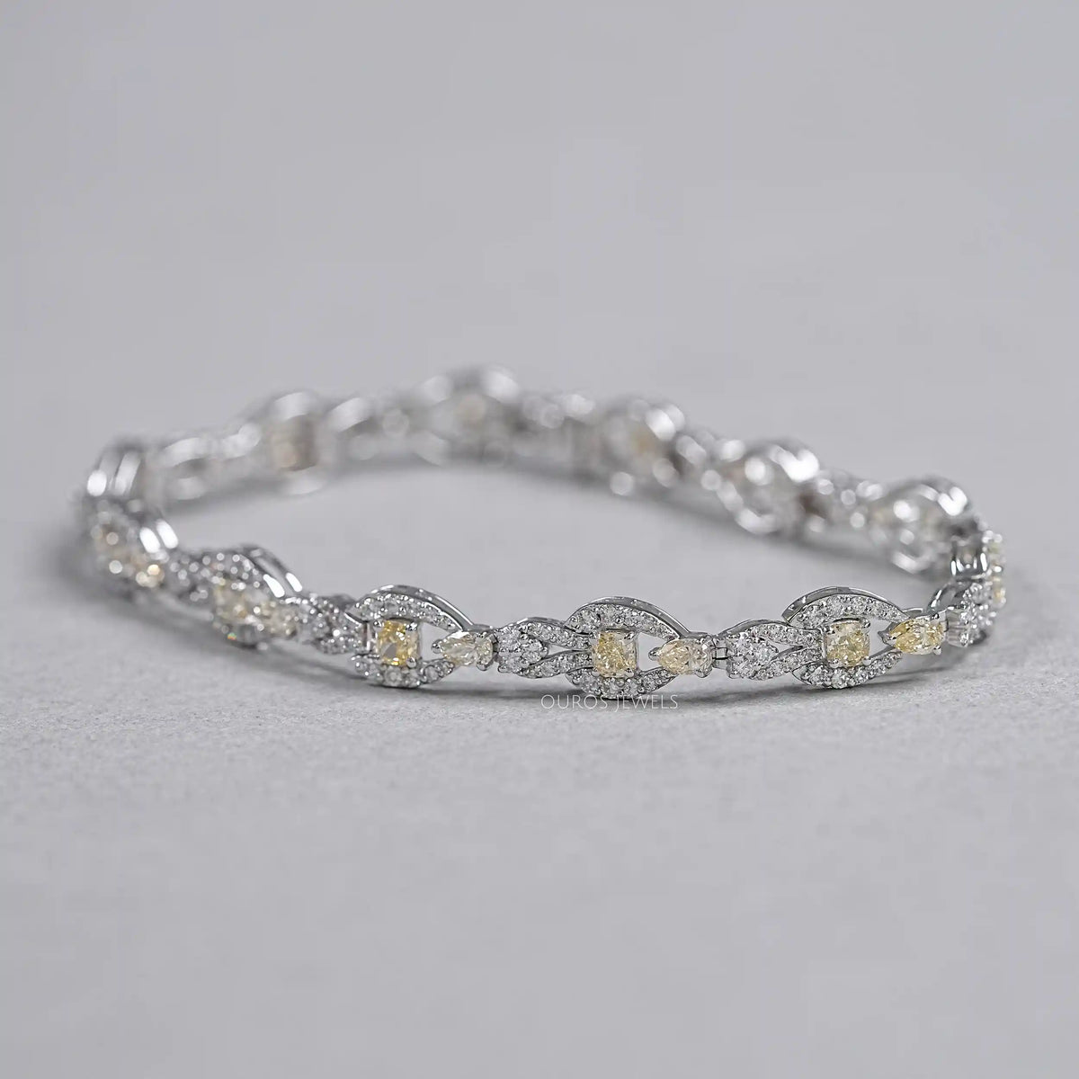 Yellow Cushion Cut Halo Link Bracelet Bracelet