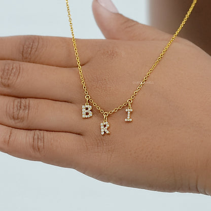 BRI Letter Customize Round Lab Pendant Necklaces