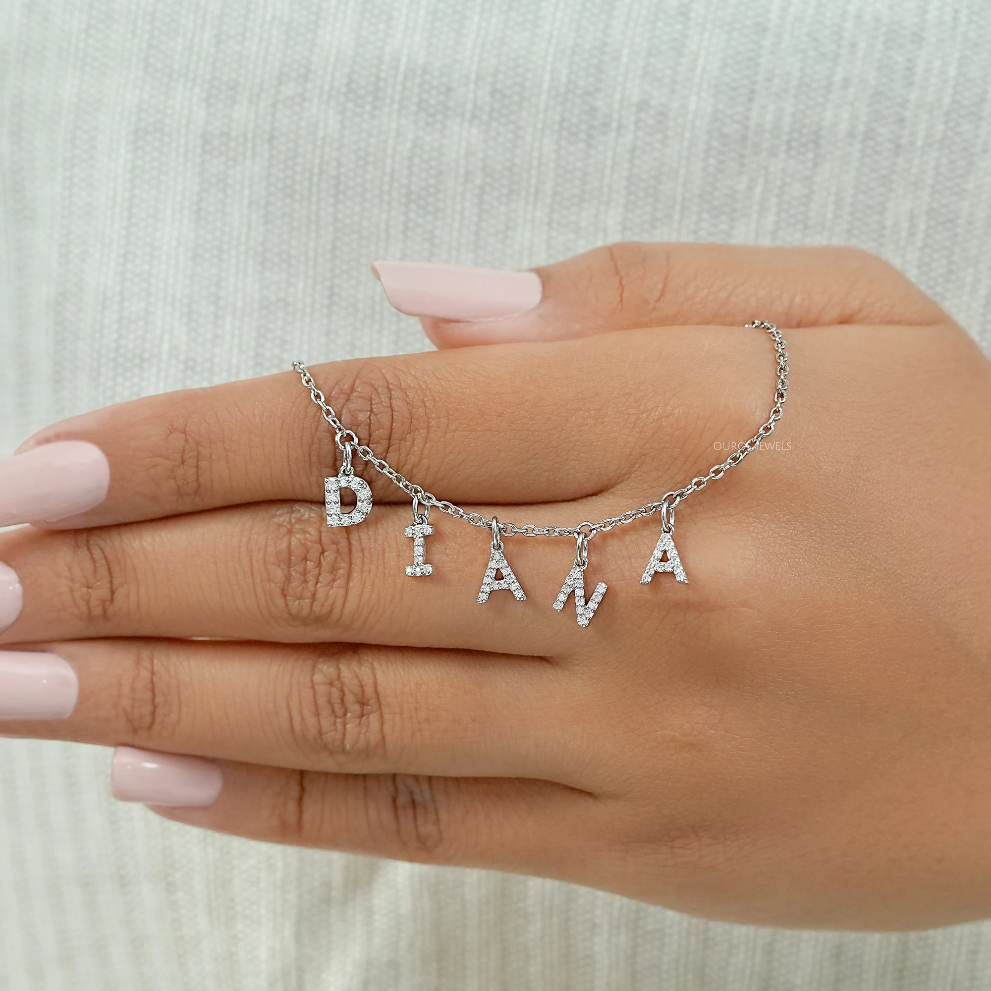 DIANA Letter Round Cut Customize Pendant Necklace Necklaces