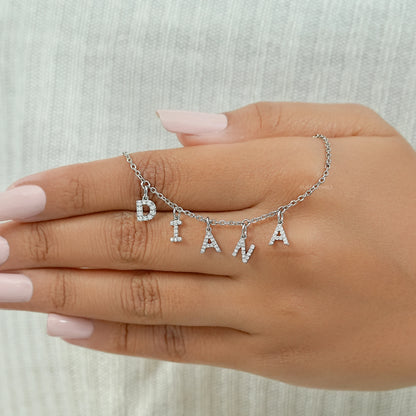 DIANA Letter Round Cut Customize Pendant Necklace Necklaces