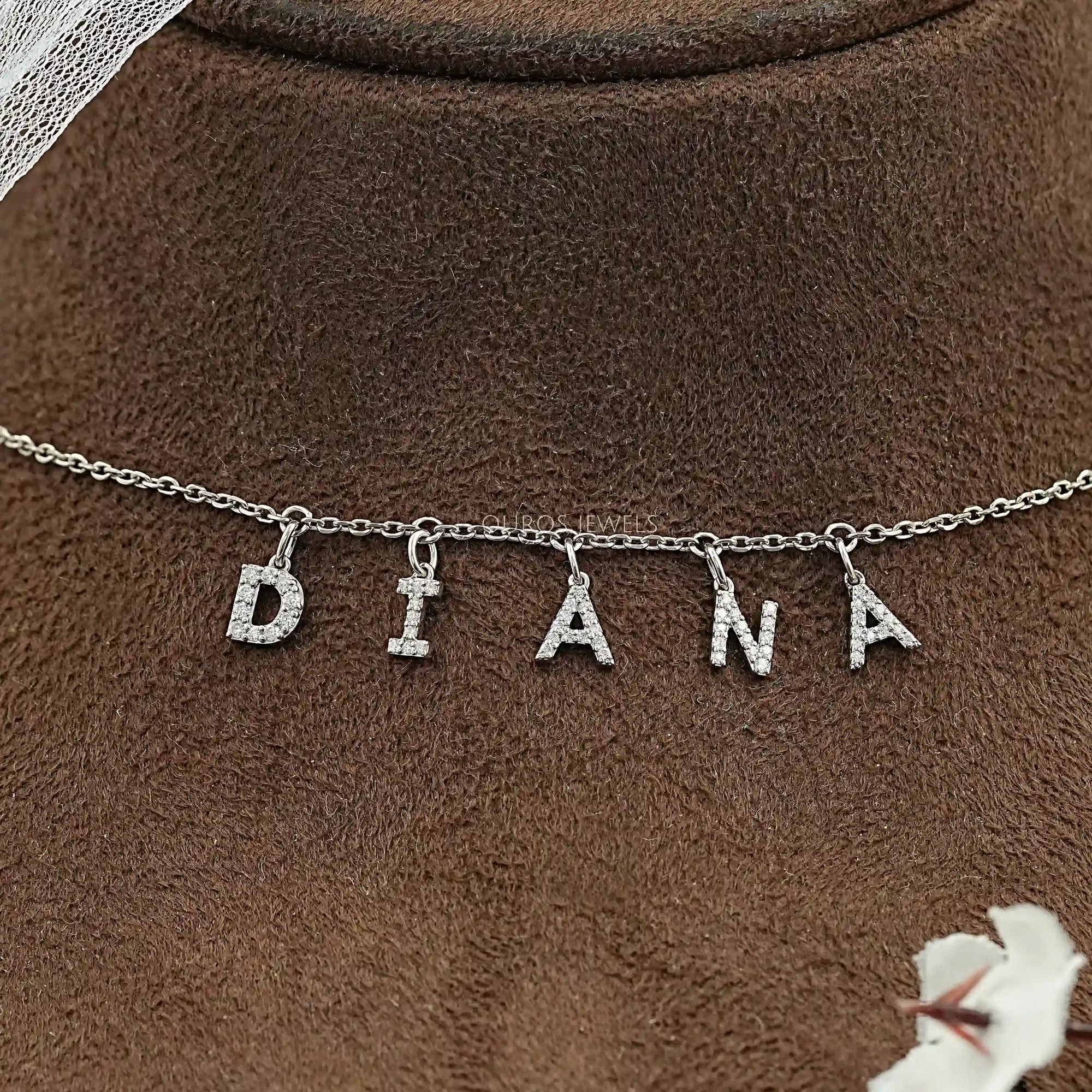 DIANA Letter Round Cut Customize Pendant Necklace Necklaces