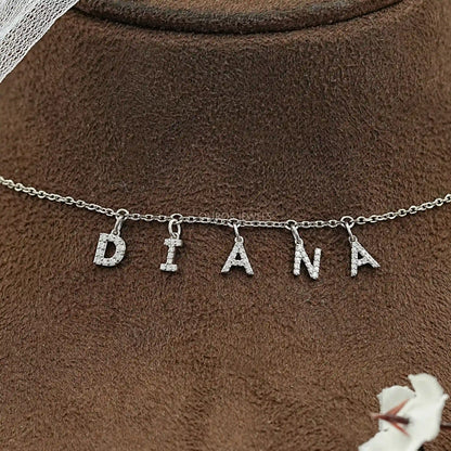DIANA Letter Round Cut Customize Pendant Necklace Necklaces