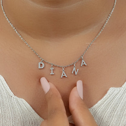 DIANA Letter Round Cut Customize Pendant Necklace Necklaces