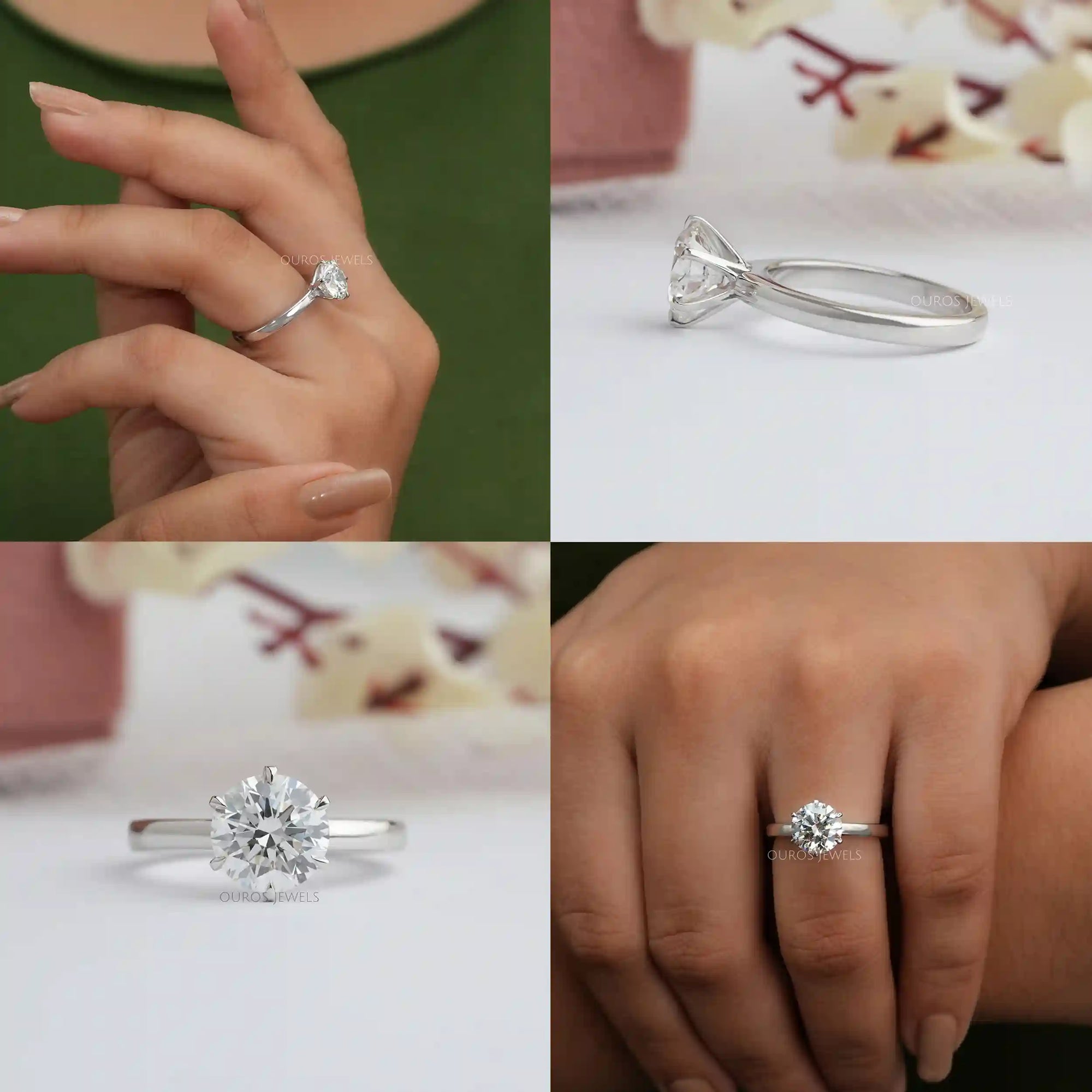 Six Prong Round Cut Solitaire Diamond Ring Rings