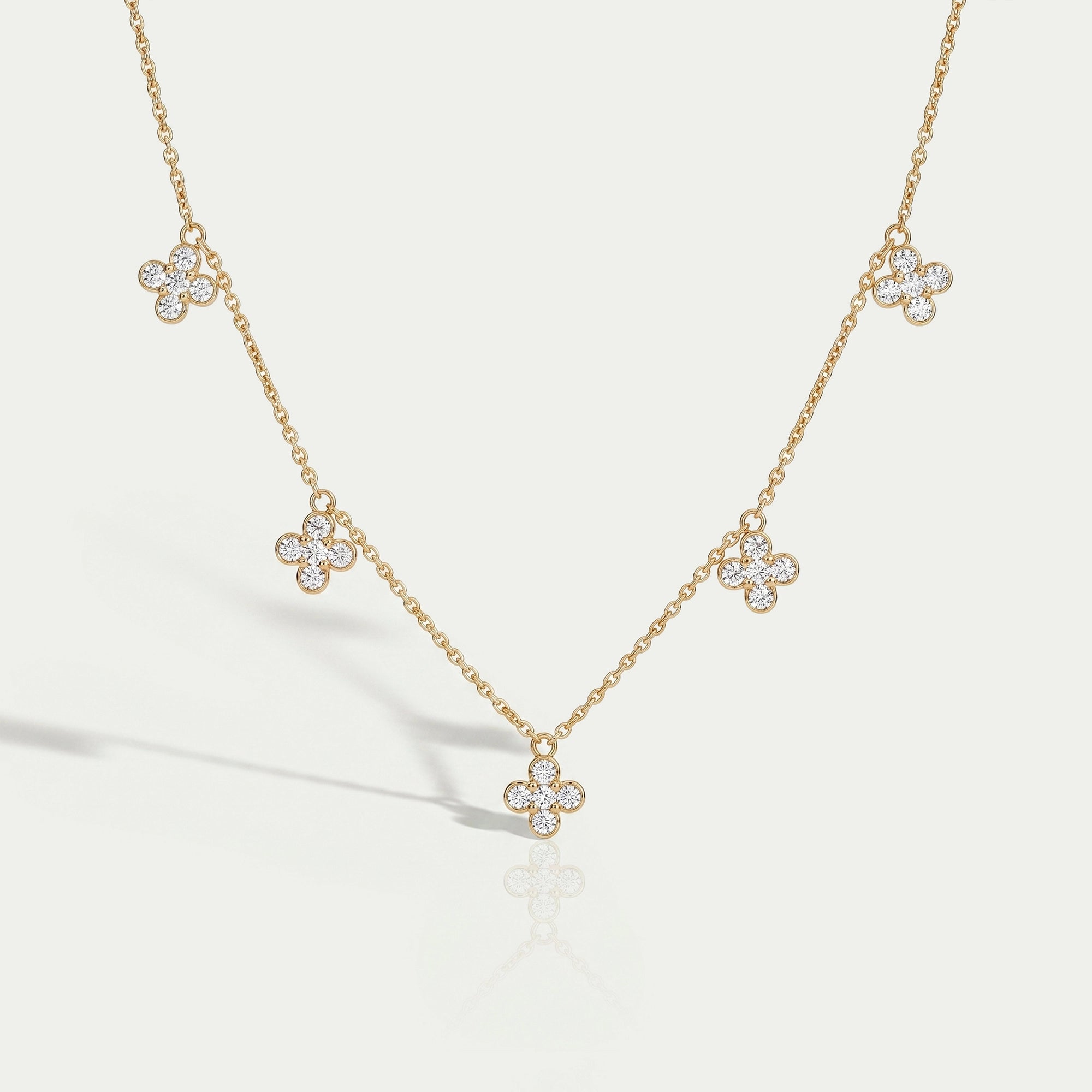 Daisy Flower Bezel Set Chain Station Necklace Necklaces