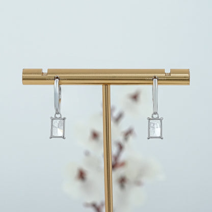 Radiant Cut Lab Diamond Dangle Hoop Earrings