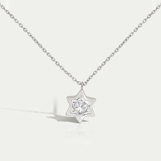 David Star Lab Diamond Bezel Set Solitaire Pendant