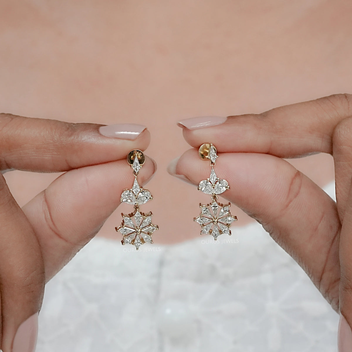 Floral Kite Diamond Dangle Earrings Earring