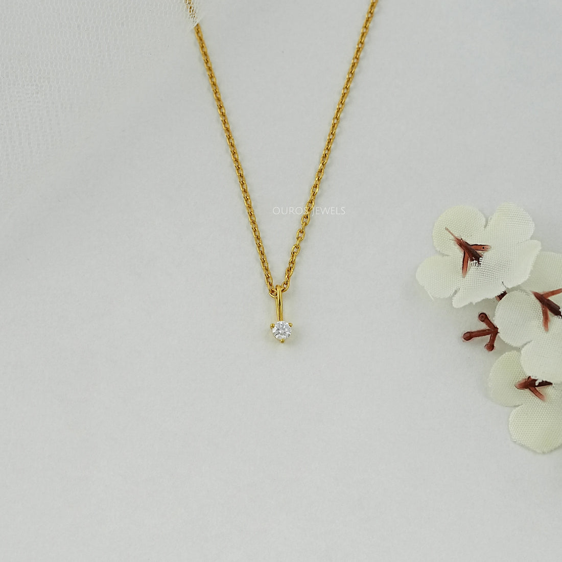 Lab Grown Round Diamond Solitaire Pendant Necklaces