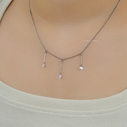 Trio Drill Lab Diamond Bar Charm Necklace Necklaces
