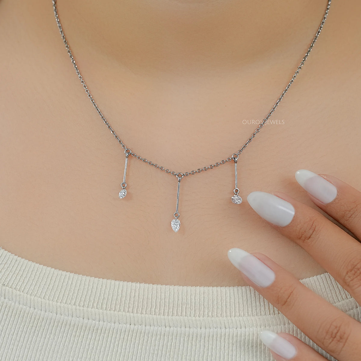 Trio Drill Lab Diamond Bar Charm Necklace Necklaces